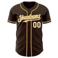 Maglia da baseball personalizzata marrone oro crema-vecchia autentica Maglia da baseball personalizzata marrone oro crema-vecchia autentica