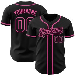 Baseball Black Jersey Custom Authentic Black-Pink