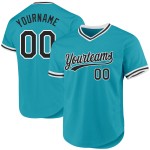 Maglia da baseball autentica personalizzata, nera e bianca, stile retrò, verde acqua Maglia da baseball autentica personalizzata, nera e bianca, stile retrò, verde acqua