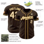 Maglia da baseball personalizzata marrone oro crema-vecchia autentica Maglia da baseball personalizzata marrone oro crema-vecchia autentica