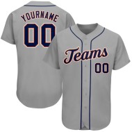 Custom Jersey Gray Authentic Navy-Orange Baseball