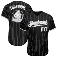 Pinstripe Baseball Jersey Black Authentic Gray White Custom