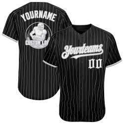 Pinstripe Baseball Jersey Black Authentic Gray White Custom