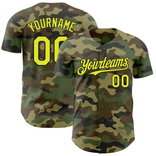 Maglia Servizio Salute Baseball Neon Autentica Giallo-Nero Camo Personalizzata Maglia Servizio Salute Baseball Neon Autentica Giallo-Nero Camo Personalizzata
