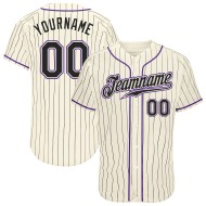 Black-Purple Jersey Pinstripe Authentic Cream Custom Baseball Black