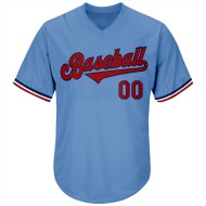 Authentic Blue Jersey Throwback Rib-Knit Custom Red-Navy Shirt Baseball Light