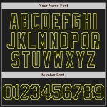 Maglia da baseball con motivo personalizzato Lines Neon 3D, design autentico, nero e giallo, curva Maglia da baseball con motivo personalizzato Lines Neon 3D, design autentico, nero e giallo, curva