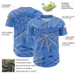 Maglia da baseball con motivo a ragno luminoso personalizzato blu 3D, modello autentico color crema-blu Maglia da baseball con motivo a ragno luminoso personalizzato blu 3D, modello autentico color crema-blu