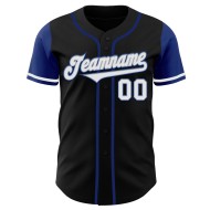 Jersey Authentic Baseball Custom Two Black White-Royal Tone Jersey Authentic Baseball Custom Two Black White-Royal Tone