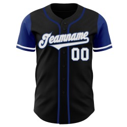 Jersey Authentic Baseball Custom Two Black White-Royal Tone Jersey Authentic Baseball Custom Two Black White-Royal Tone