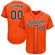 Custom Jersey Authentic Black-White Orange Baseball