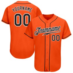 Custom Jersey Authentic Black-White Orange Baseball