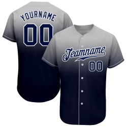 Baseball Fade Gray Custom Navy-White Fashion Authentic Jersey