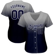 Baseball Fade Gray Custom Navy-White Fashion Authentic Jersey