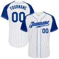 Blue Jersey Baseball Royal-Light Custom Authentic Raglan Royal White Pinstripe Sleeves