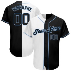 White-Black Split Authentic Jersey Light Custom Baseball Blue Fashion
