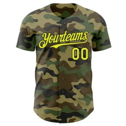 Maglia Servizio Salute Baseball Neon Autentica Giallo-Nero Camo Personalizzata