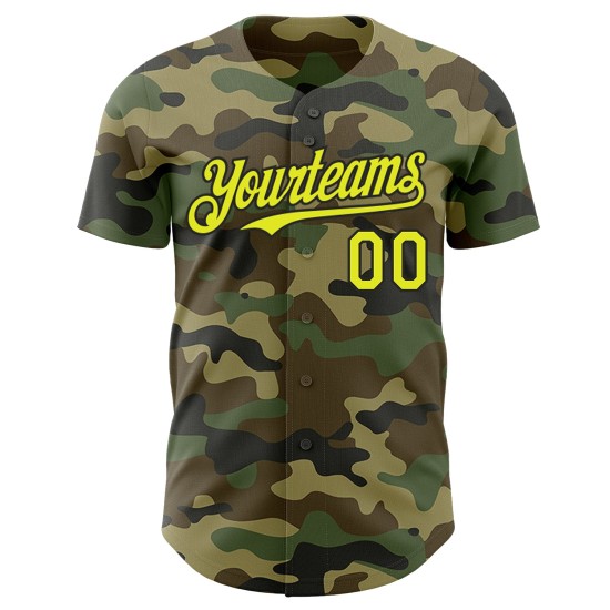 Maglia Servizio Salute Baseball Neon Autentica Giallo-Nero Camo Personalizzata Maglia Servizio Salute Baseball Neon Autentica Giallo-Nero Camo Personalizzata