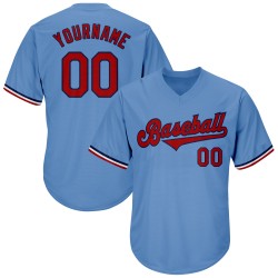 Authentic Blue Jersey Throwback Rib-Knit Custom Red-Navy Shirt Baseball Light