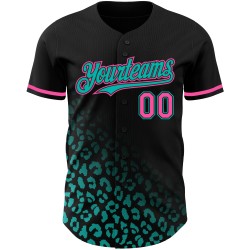 Print Pink-Aqua Design Fade Black Pattern 3D Fashion Jersey Authentic Custom Baseball Leopard Print Pink-Aqua Design Fade Black Pattern 3D Fashion Jersey Authentic Custom Baseball Leopard