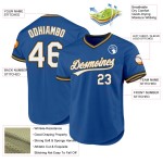 Maglia da baseball autentica oro-nera, blu, retrò, personalizzata Maglia da baseball autentica oro-nera, blu, retrò, personalizzata