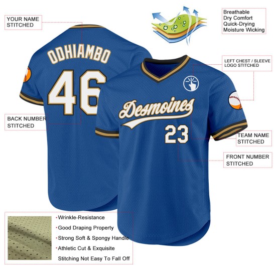 Maglia da baseball autentica oro-nera, blu, retrò, personalizzata Maglia da baseball autentica oro-nera, blu, retrò, personalizzata