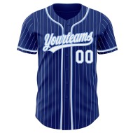 White-Light White Authentic Royal Pinstripe Custom Baseball Jersey Blue