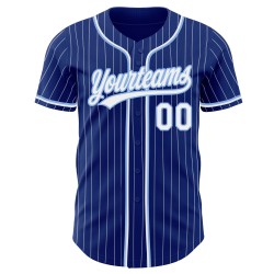 White-Light White Authentic Royal Pinstripe Custom Baseball Jersey Blue