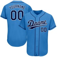 Authentic Navy-White Baseball Powder Blue Custom Jersey