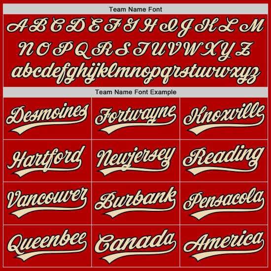 Maglia da baseball personalizzata autentica, rossa, nera e crema, stile retrò Maglia da baseball personalizzata autentica, rossa, nera e crema, stile retrò