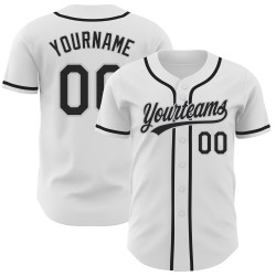 Baseball Authentic Jersey Black-Gray Custom White