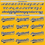Maglia da baseball personalizzata retrò blu navy e bianca autentica color oro Maglia da baseball personalizzata retrò blu navy e bianca autentica color oro