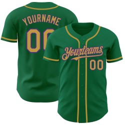 Maglia da baseball personalizzata Old Kelly autentica, verde, oro-viola