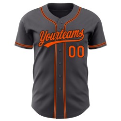 Custom Steel Baseball Gray Orange-Black Jersey Authentic