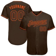 Brown Baseball Jersey Custom Authentic Brown-Orange