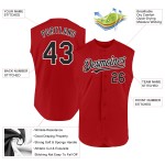 Maglia da baseball autentica, senza maniche, rossa, nera e bianca, personalizzata Maglia da baseball autentica, senza maniche, rossa, nera e bianca, personalizzata