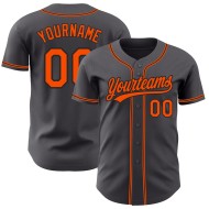 Custom Steel Baseball Gray Orange-Black Jersey Authentic