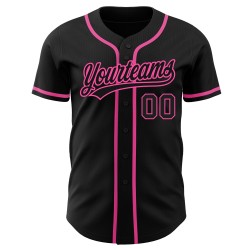 Baseball Black Jersey Custom Authentic Black-Pink Baseball Black Jersey Custom Authentic Black-Pink