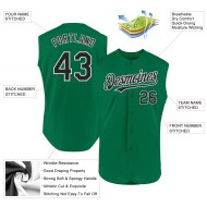 Maglia da baseball Kelly senza maniche nera e bianca personalizzata, verde Maglia da baseball Kelly senza maniche nera e bianca personalizzata, verde