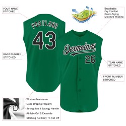 Maglia da baseball Kelly senza maniche nera e bianca personalizzata, verde