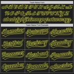 Maglia da baseball con motivo personalizzato Lines Neon 3D, design autentico, nero e giallo, curva Maglia da baseball con motivo personalizzato Lines Neon 3D, design autentico, nero e giallo, curva