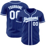 White-Light White Authentic Royal Pinstripe Custom Baseball Jersey Blue