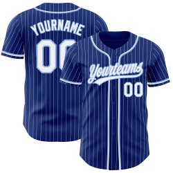 White-Light White Authentic Royal Pinstripe Custom Baseball Jersey Blue
