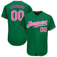 Authentic Jersey Custom Green Baseball Kelly Pink-White