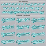 Maglia da baseball personalizzata retrò autentica grigia, verde acqua e bianco Maglia da baseball personalizzata retrò autentica grigia, verde acqua e bianco