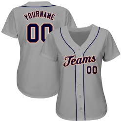 Custom Jersey Gray Authentic Navy-Orange Baseball