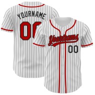 Jersey Black Red Baseball Custom Pinstripe Authentic White