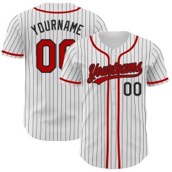 Jersey Black Red Baseball Custom Pinstripe Authentic White
