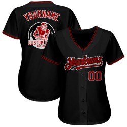 Jersey Red-White Custom Authentic Baseball Black Jersey Red-White Custom Authentic Baseball Black
