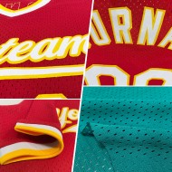 Maglia da baseball autentica personalizzata, nera e bianca, stile retrò, verde acqua